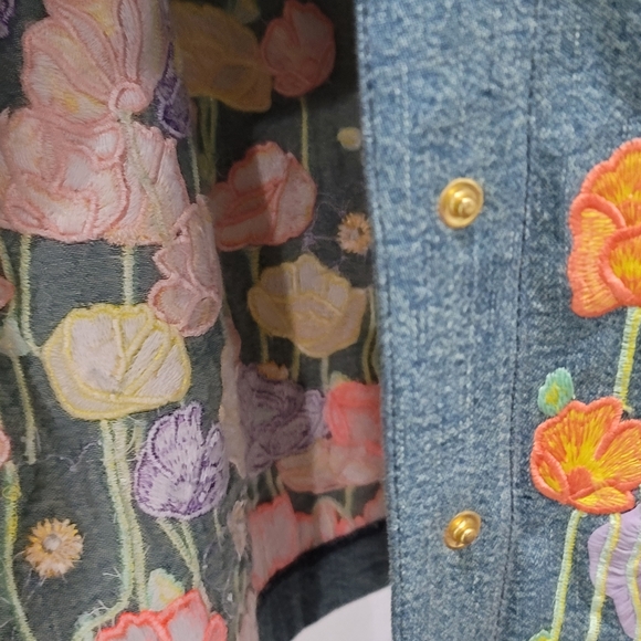 Alice and Olivia Townes Button Down Floral Embroidered Midi Skirt - Picture 9 of 9